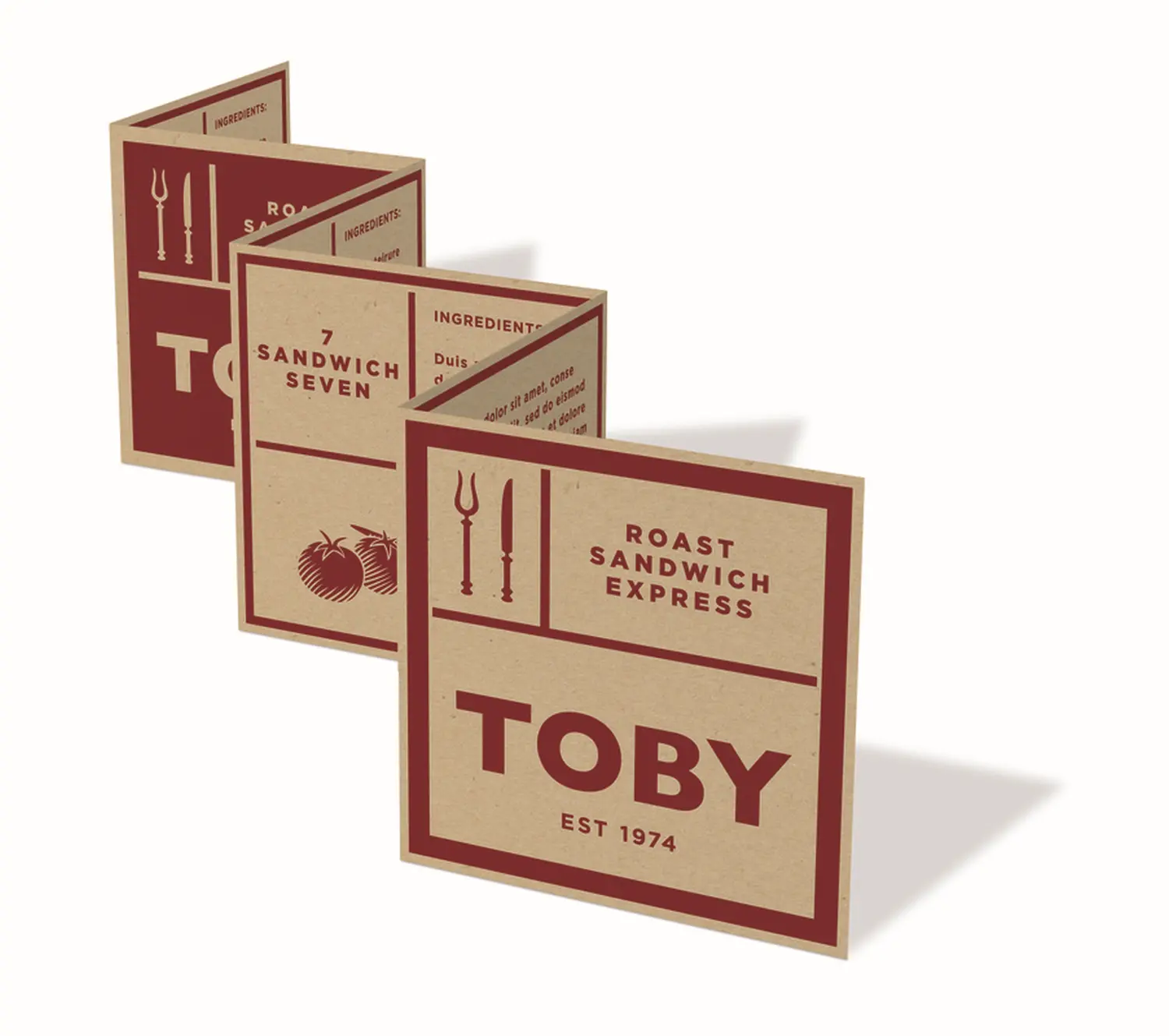 Toby Sandwich Bar menu card 