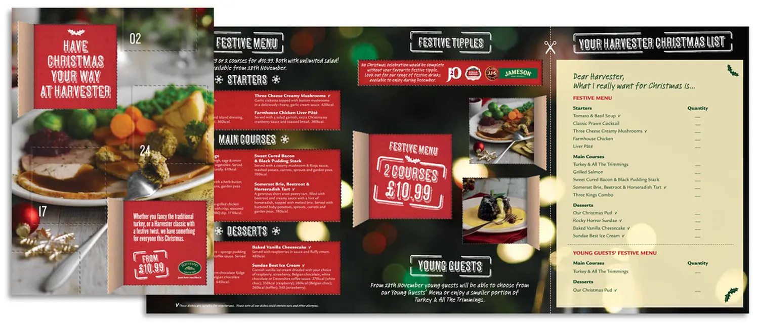 Harvester's 'junior Chef' christmas deals flyer