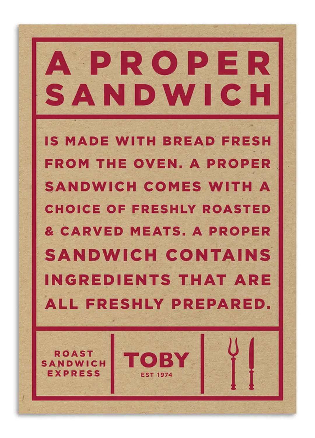 Toby Roast sandwich express banner