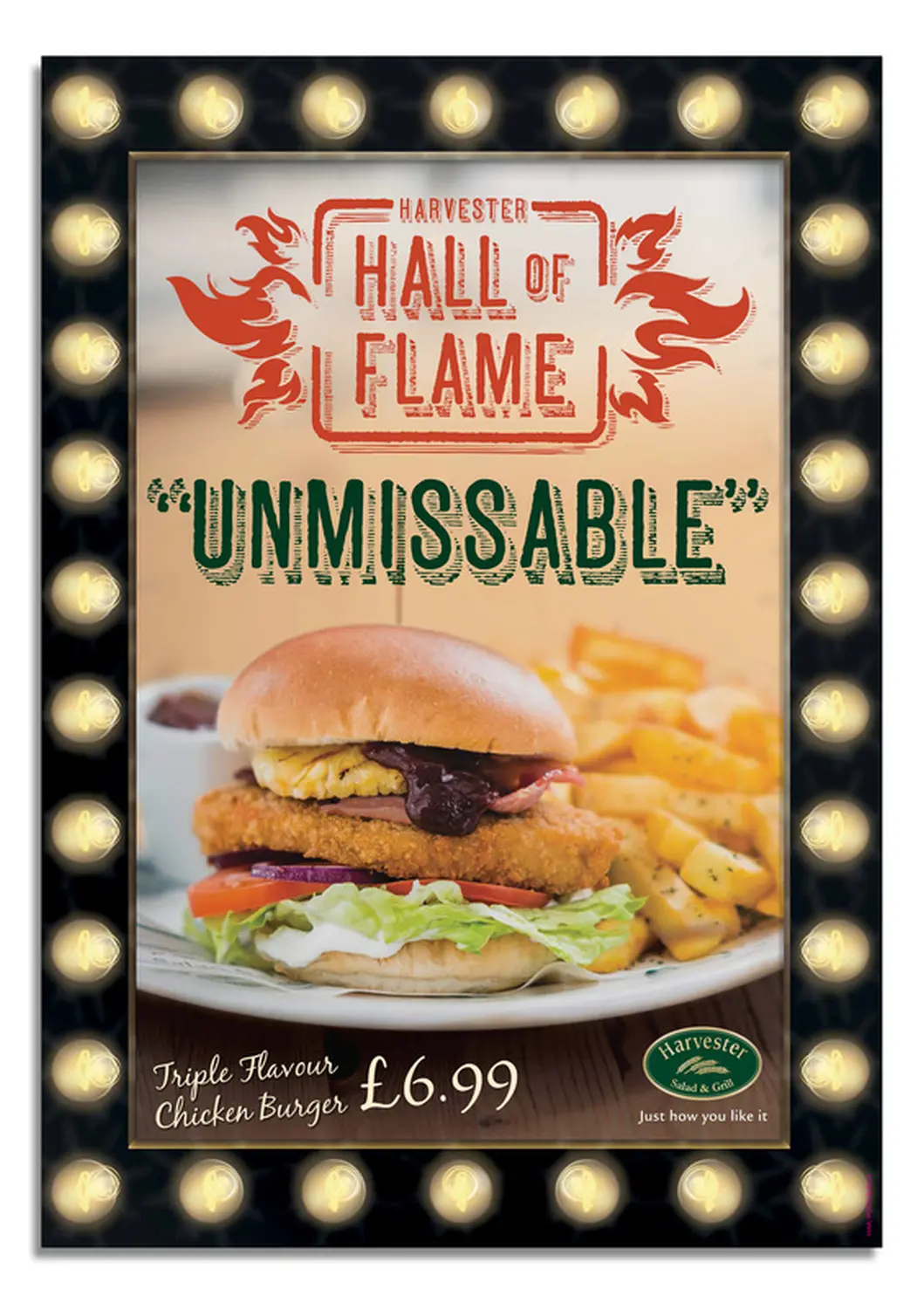 Harvester's 'junior Chef' burger offer flyer