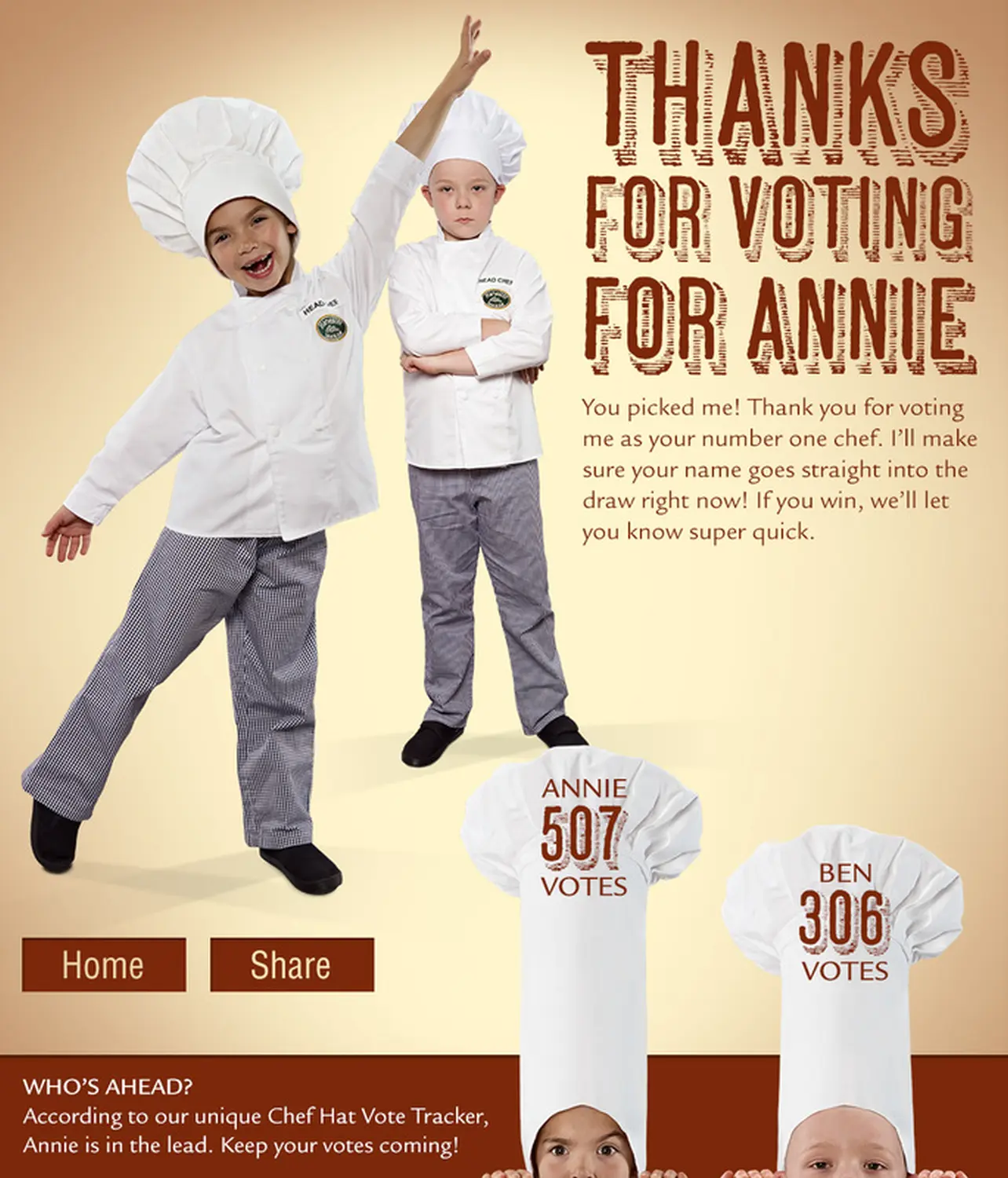 Harvester's 'junior Chefs' thanks for voting flyer