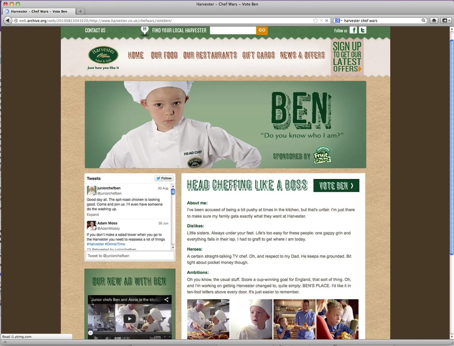 Harvester's 'junior Chefs' flyer